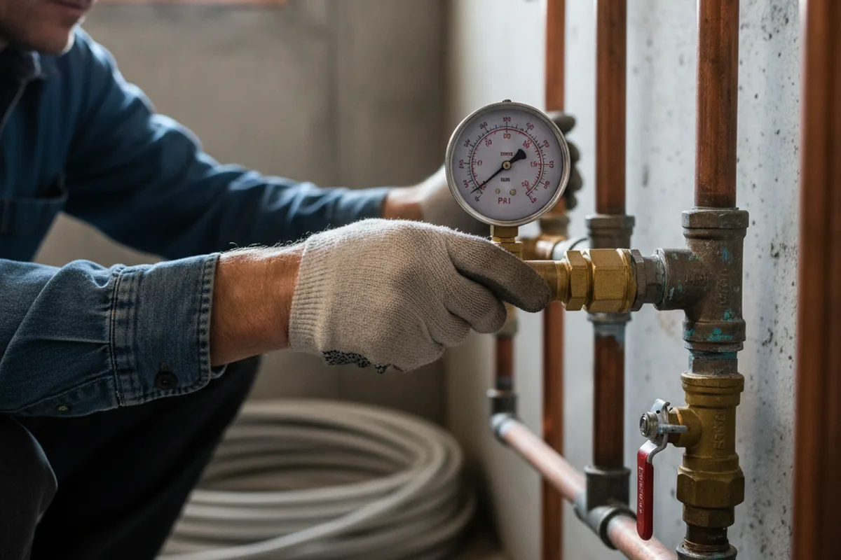 Pressure testing a repaired line during Water Line Repair in Fox